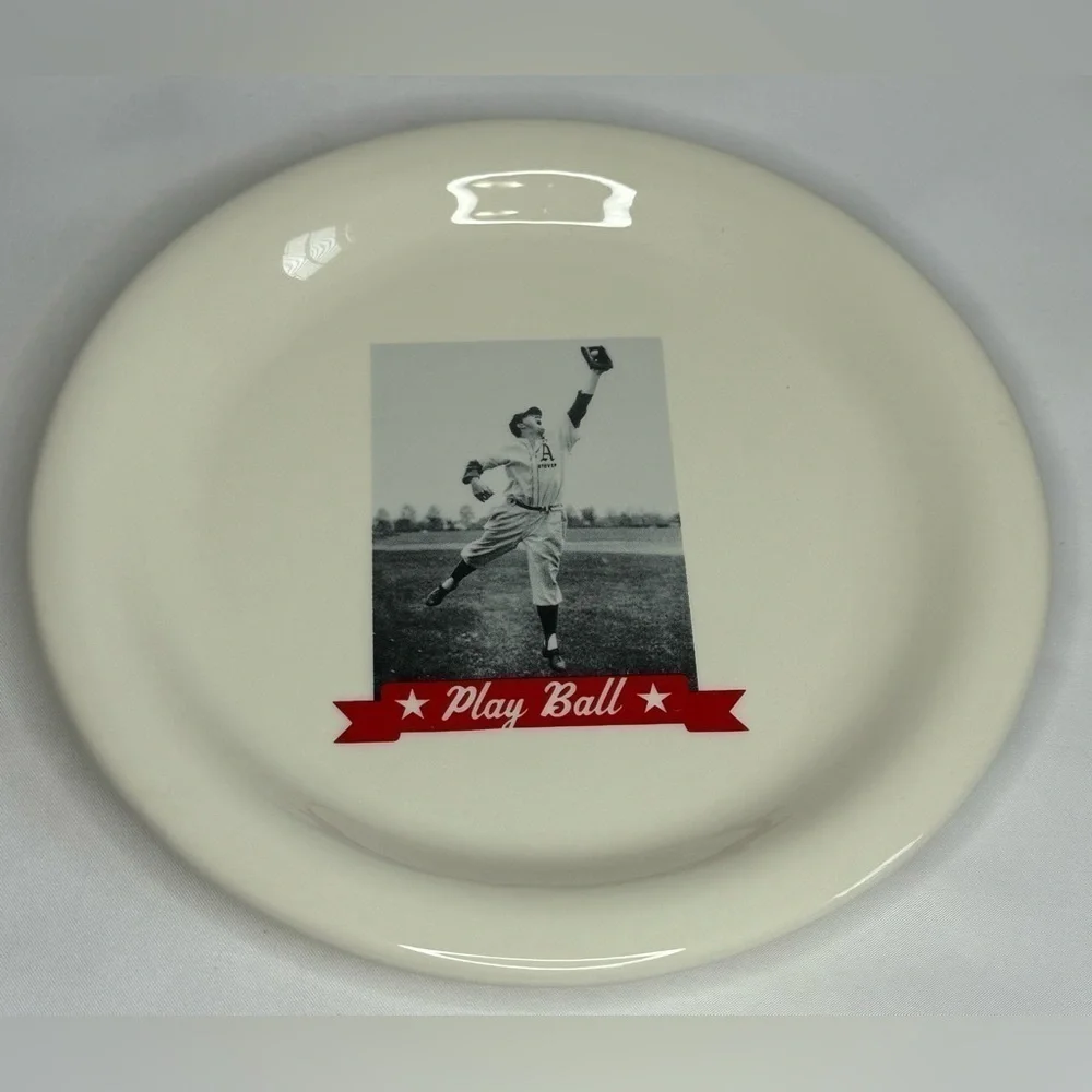 Vintage Pottery Barn Baseball Salad/Dessert Plate Set of 4